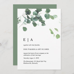 Faire-part de mariage feuille aquarelle