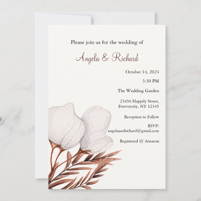 Faire-part de mariage, Feuille, Automne, Invitatio (Devant)