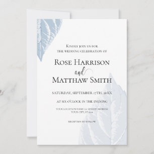 Faire-part de mariage feuille bleu poussiéreux