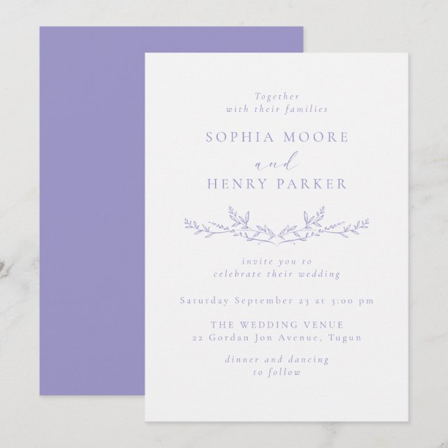 Faire-part de mariage feuille d'art en ligne moder (Devant / Derrière)