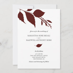 Faire-part de mariage feuille de Bourgogne