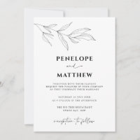 Faire-part de mariage feuille de feuillage de lign