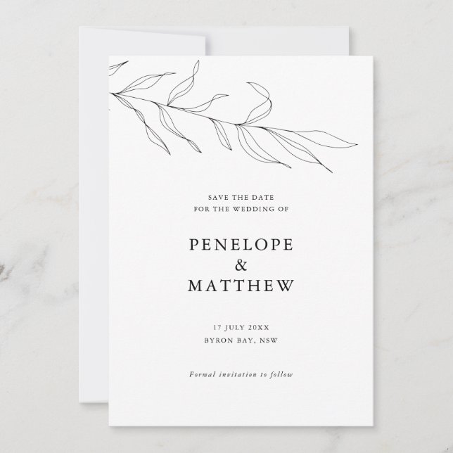 Faire-part de mariage feuille de feuillage de trai (Devant)