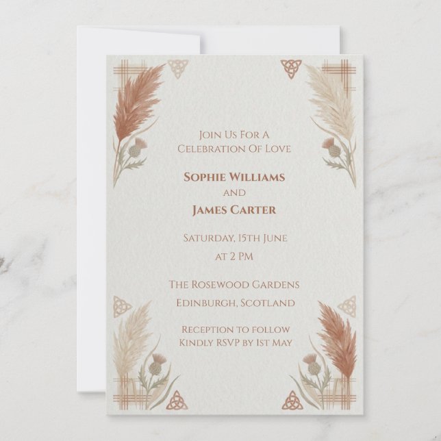Faire-part de mariage Feuille de terre cuite (Devant)