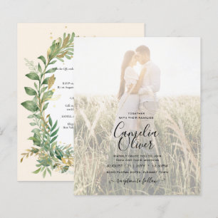 Faire-part de mariage feuille de verdure botanique