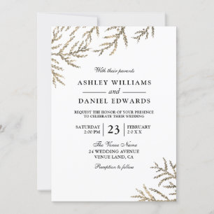 Faire-part de mariage feuille de vin d'or