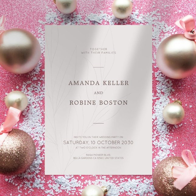 Faire-part de mariage feuille minimaliste (Créateur téléchargé)