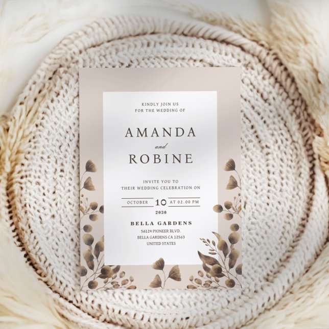 Faire-part de mariage feuille rustique (Créateur téléchargé)