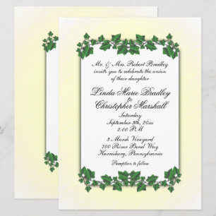Faire-part de mariage Feuille vert et crème jaune