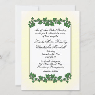 Faire-part de mariage Feuille vert et crème jaune