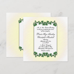 Faire-part de mariage Feuille vert et crème jaune