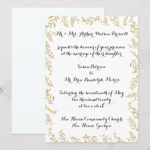 Faire-part de mariage Feuilles Chic Gold Foil