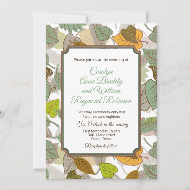 Faire-part de mariage Feuilles d'automne (Devant)