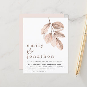 Faire-part de mariage Feuilles de Blush Élégant bu