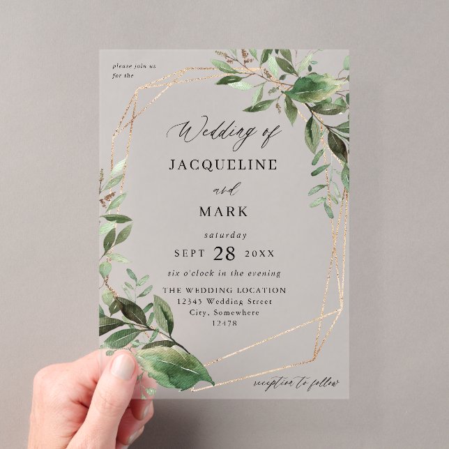 Faire-Part de Mariage Feuilles & Eucalyptus Or (In situ (ordinateur de poche))