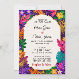 Faire-part de mariage Feuilles tropicales