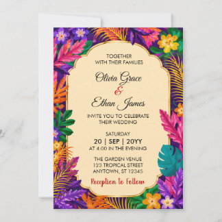 Faire-part de mariage Feuilles Tropicales