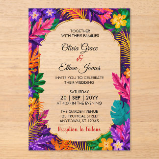 Faire-part de mariage Feuilles Tropicales
