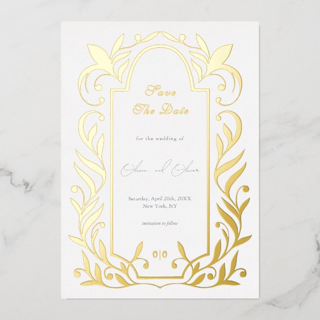 Faire-Part de Mariage Feuilles Vertes Save The Dat (Recto)