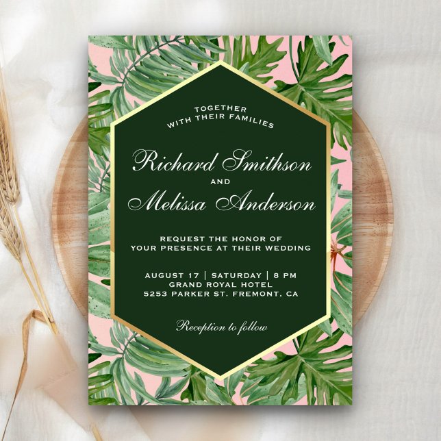 Faire-part de mariage Feuilles Vertes Tropicales a (Créateur téléchargé)
