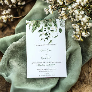 Faire-part de mariage feuilles verts