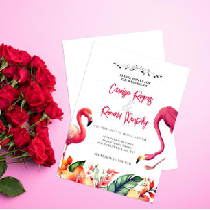 Faire-part de mariage Flamant rose