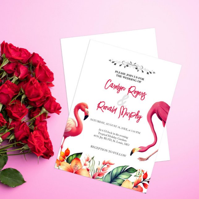 Faire-part de mariage Flamant rose (Créateur téléchargé)