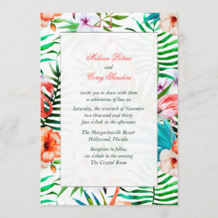 Faire-part de mariage Flamant rose aquarelle