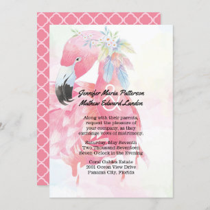 Faire-part de mariage Flamant rose rose