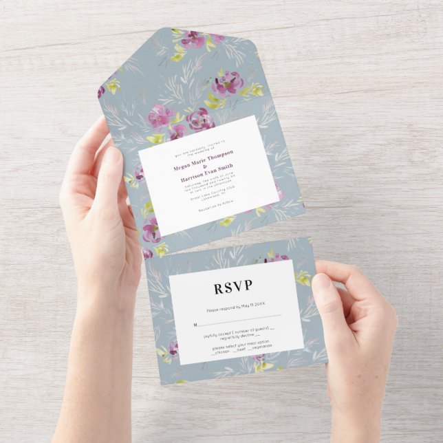 Faire-part de mariage Fleur aquarelle moderne de s (Déchirure)