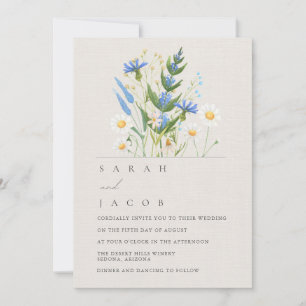 Faire-part de mariage Fleur bleue d'été Daisy