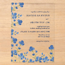 Faire-part de mariage Fleur Bleue Grise