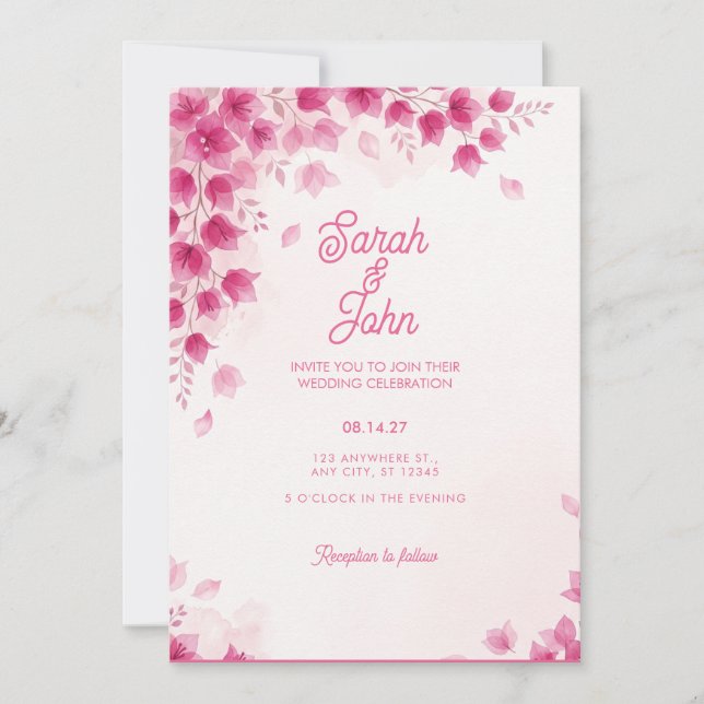 Faire-part de mariage Fleur de bougainvillée magen (Devant)