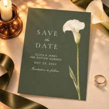 Faire-part de mariage Fleur de calla vert olive