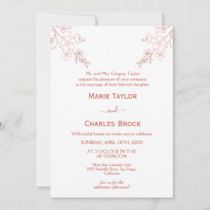 Faire-part de mariage Fleur de cerisier Or rose