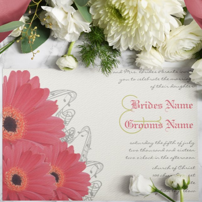 Faire-part de mariage Fleur de Gerber Fuchsia et O (Créateur téléchargé)