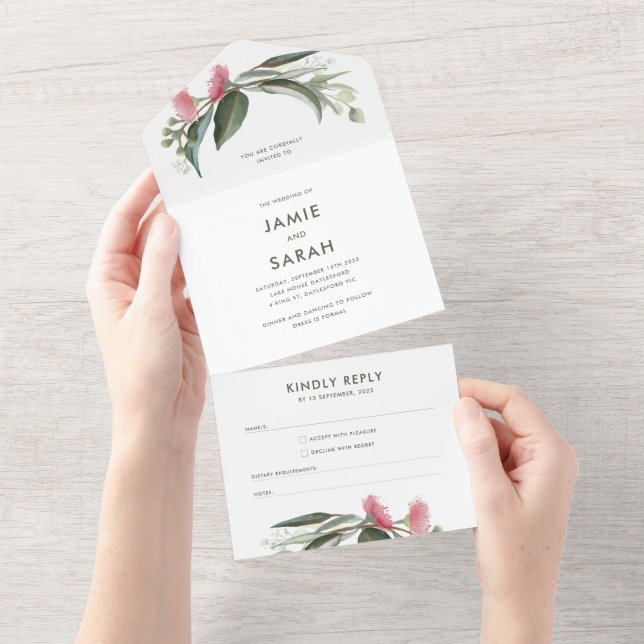 Faire-part de mariage Fleur de Gommier Australien (Déchirure)