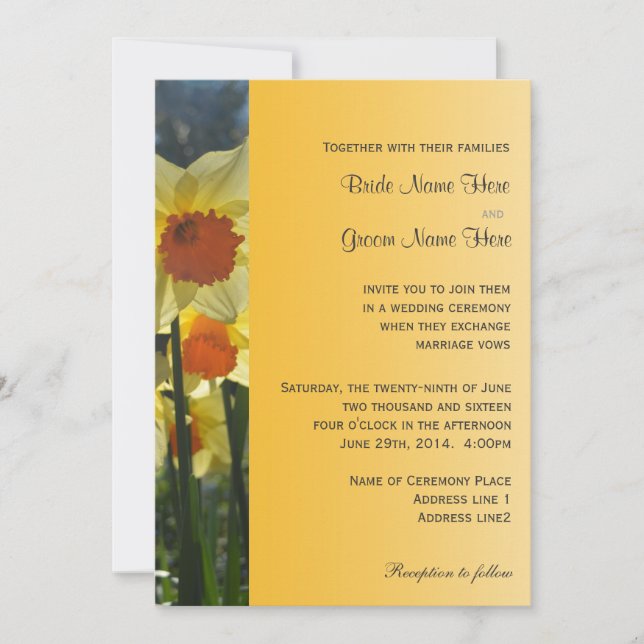 faire-part de mariage fleur de jonquille ensoleill (Devant)