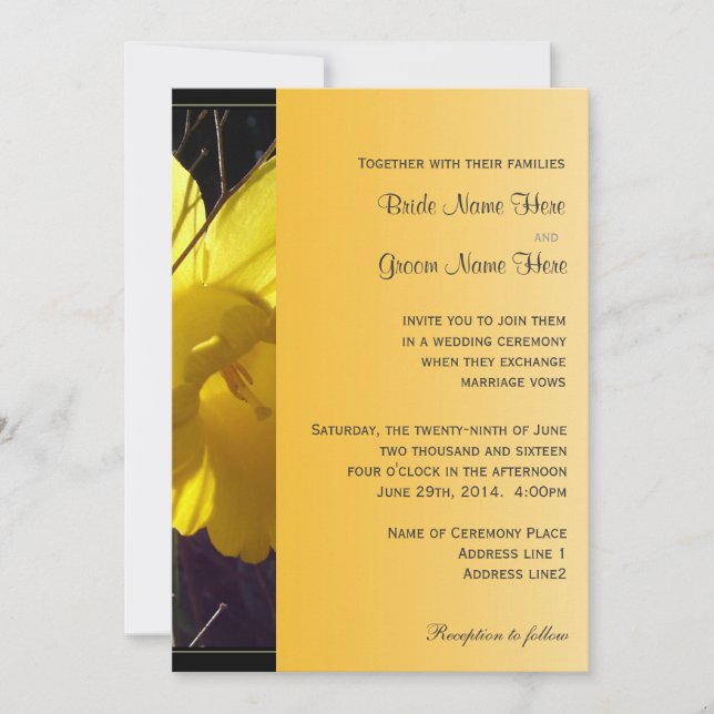 faire-part de mariage fleur de jonquille ensoleill (Devant)