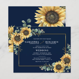 Faire-part de mariage Fleur de tournesol Eucalyptu