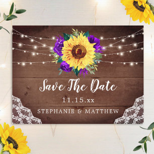 Faire-Part de Mariage Fleur de Tournesol Rustique 