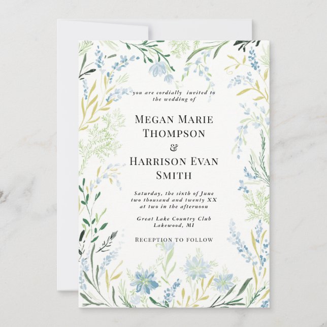 Faire-part de mariage Fleur Delicate Anglais Meado (Devant)