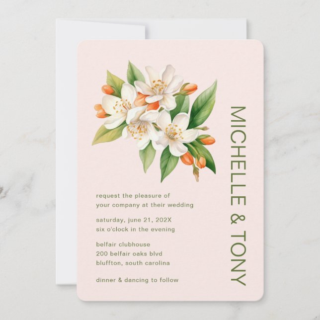 Faire-part de mariage Fleur d'Orange (Devant)