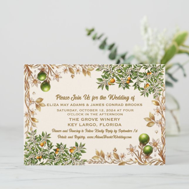 Faire-part de mariage Fleur d'Oranger de Floride (Debout devant)