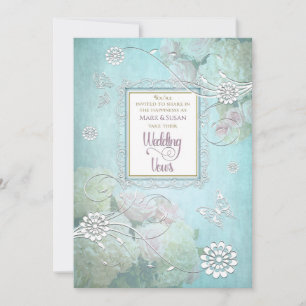 Faire-part de mariage, Fleur Élégante, Papillon
