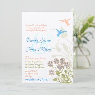 Faire-part de mariage Fleur fantaisiste et colibri