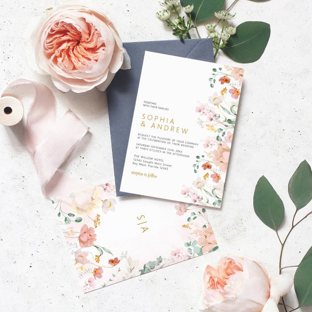 Faire-part de mariage fleur sauvage (Créateur téléchargé)