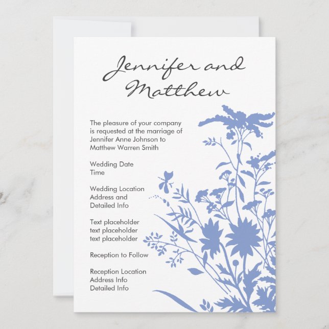 Faire-part de mariage Fleur sauvage 5,5 x 7,5 (Devant)