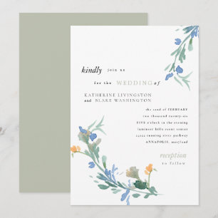 Faire-part de mariage Fleur sauvage bleu