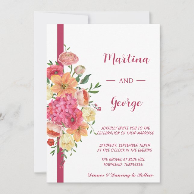 Faire-part de mariage Fleur sauvage chic (Devant)